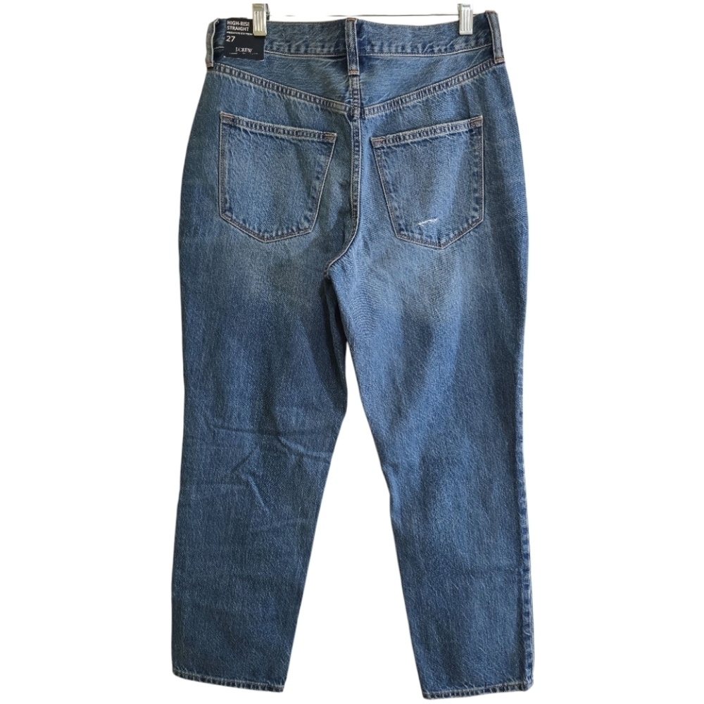 NWT J. Crew Premium Edition High Rise Straight Jeans Rigid Denim 27 Button Fly - Picture 4 of 10